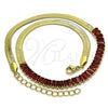 Oro Laminado Fancy Necklace, Gold Filled Style Baguette Design, with Garnet Cubic Zirconia, Polished, Golden Finish, 04.341.0097.1.16 (05 MM Thickness, 16 Inches Length)