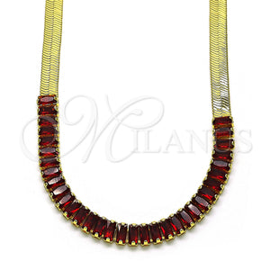 Gold Filled Necklace — Fancy Necklace Baguette Design with Garnet Cubic Zirconia — main product view — SKU 148824 | Oro Laminado collar — elegante Necklace Baguette diseño with Garnet Cubic Zirconia — SKU 148824