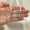 Oro Laminado Fancy Necklace, Gold Filled Style Baguette Design, with Aqua Blue Cubic Zirconia, Polished, Golden Finish, 04.341.0097.2.16 (05 MM Thickness, 16 Inches Length)