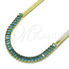 Oro Laminado Fancy Necklace, Gold Filled Style Baguette Design, with Aqua Blue Cubic Zirconia, Polished, Golden Finish, 04.341.0097.2.16 (05 MM Thickness, 16 Inches Length)