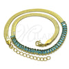 Oro Laminado Fancy Necklace, Gold Filled Style Baguette Design, with Aqua Blue Cubic Zirconia, Polished, Golden Finish, 04.341.0097.2.16 (05 MM Thickness, 16 Inches Length)