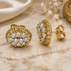 Oro Laminado Stud Earring, Gold Filled Style with White Cubic Zirconia, Polished, Golden Finish, 02.387.0091