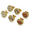 Oro Laminado Stud Earring, Gold Filled Style with White Cubic Zirconia, Polished, Golden Finish, 02.387.0091