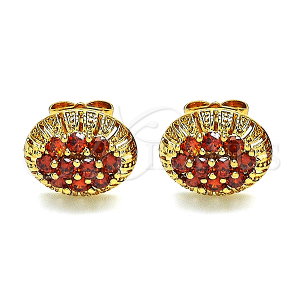 Gold Filled Ring — Stud Earring with Garnet Cubic Zirconia Polished 02. — alternate product view — SKU 148838 | Oro Laminado anillo — Stud Earring with Garnet Cubic Zirconia pulido 02. — SKU 148838