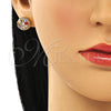 Oro Laminado Stud Earring, Gold Filled Style with Multicolor Cubic Zirconia, Polished, Golden Finish, 02.387.0091.2