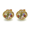 Oro Laminado Stud Earring, Gold Filled Style with Multicolor Cubic Zirconia, Polished, Golden Finish, 02.387.0091.2