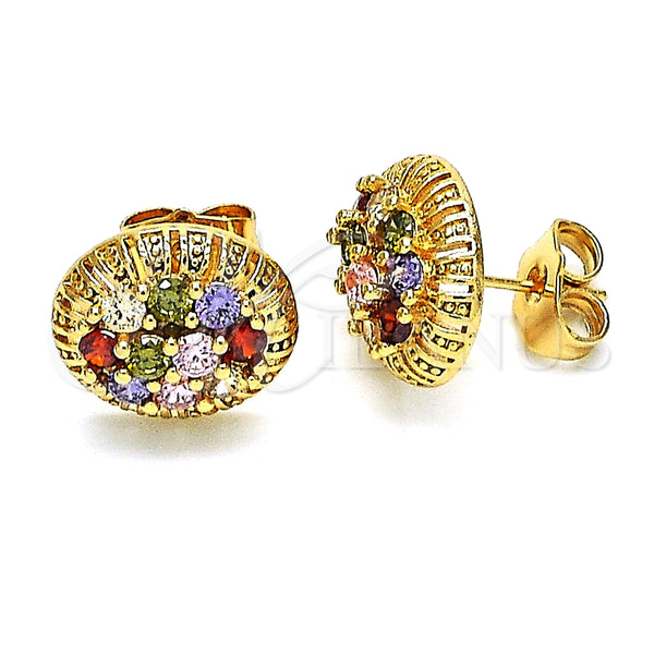 Gold Filled Ring — Stud Earring with Multicolor Cubic Zirconia Polished 02. — main product view — SKU 148839 | Oro Laminado anillo — Stud Earring with Multicolor Cubic Zirconia pulido 02. — SKU 148839