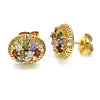 Oro Laminado Stud Earring, Gold Filled Style with Multicolor Cubic Zirconia, Polished, Golden Finish, 02.387.0091.2