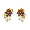 Gold Filled Ring — Stud Earring Flower and Leaf Design with Garnet — alternate product view — SKU 148841 | Oro Laminado anillo — Stud Earring flor and Leaf diseño with Garnet — SKU 148841