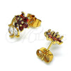 Gold Filled Ring — Stud Earring Flower and Leaf Design with Garnet — alternate product view — SKU 148841 | Oro Laminado anillo — Stud Earring flor and Leaf diseño with Garnet — SKU 148841