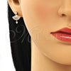 Oro Laminado Stud Earring, Gold Filled Style Baguette Design, with White Cubic Zirconia, Polished, Golden Finish, 02.387.0094