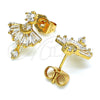 Oro Laminado Stud Earring, Gold Filled Style Baguette Design, with White Cubic Zirconia, Polished, Golden Finish, 02.387.0094