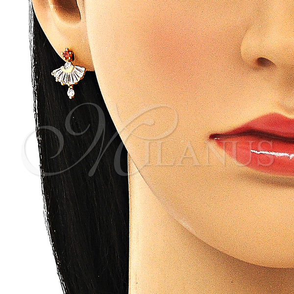 Gold Filled Ring — Stud Earring Baguette Design with Garnet and White — alternate product view — SKU 148843 | Oro Laminado anillo — Stud Earring Baguette diseño with Garnet and blanco — SKU 148843