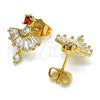 Oro Laminado Stud Earring, Gold Filled Style Baguette Design, with Garnet and White Cubic Zirconia, Polished, Golden Finish, 02.387.0094.1