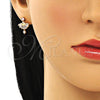 Oro Laminado Stud Earring, Gold Filled Style Baguette Design, with Pink and White Cubic Zirconia, Polished, Golden Finish, 02.387.0094.3
