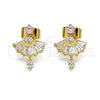 Oro Laminado Stud Earring, Gold Filled Style Baguette Design, with Pink and White Cubic Zirconia, Polished, Golden Finish, 02.387.0094.3