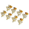 Oro Laminado Stud Earring, Gold Filled Style Baguette Design, with Pink and White Cubic Zirconia, Polished, Golden Finish, 02.387.0094.3