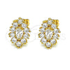 Oro Laminado Stud Earring, Gold Filled Style Evil Eye Design, with White Cubic Zirconia, Polished, Golden Finish, 02.387.0095