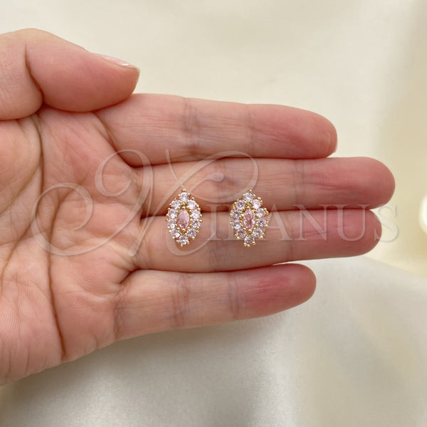Gold Filled Ring — Stud Earring Evil Eye Design with Pink Cubic — alternate product view — SKU 148847 | Oro Laminado anillo — Stud Earring Evil Eye diseño with Pink Cubic — SKU 148847