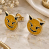 Oro Laminado Stud Earring, Gold Filled Style Yellow Enamel Finish, Golden Finish, 02.02.0481