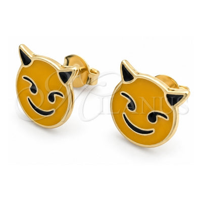 Oro Laminado Stud Earring, Gold Filled Style Yellow Enamel Finish, Golden Finish, 02.02.0481