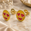 Oro Laminado Stud Earring, Gold Filled Style Yellow Enamel Finish, Golden Finish, 02.02.0485