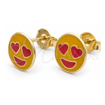 Oro Laminado Stud Earring, Gold Filled Style Yellow Enamel Finish, Golden Finish, 02.02.0485