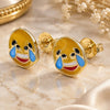 Oro Laminado Stud Earring, Gold Filled Style Yellow Enamel Finish, Golden Finish, 02.02.0486