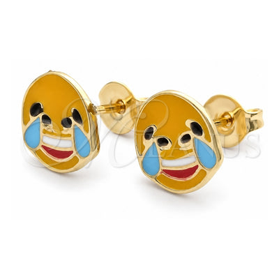 Oro Laminado Stud Earring, Gold Filled Style Yellow Enamel Finish, Golden Finish, 02.02.0486