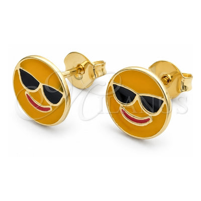 Oro Laminado Stud Earring, Gold Filled Style Yellow Enamel Finish, Golden Finish, 02.02.0489