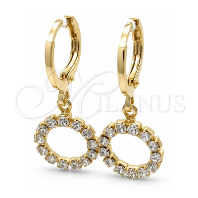 Oro Laminado Huggie Hoop, Gold Filled Style with White Cubic Zirconia, Polished, Golden Finish, 02.02.0495.1.15