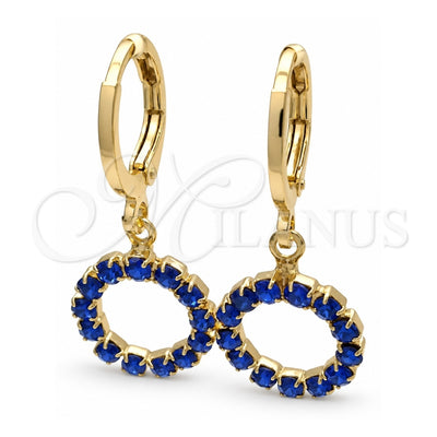 Oro Laminado Huggie Hoop, Gold Filled Style with Blue Topaz Cubic Zirconia, Polished, Golden Finish, 02.02.0495.2.15