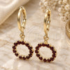 Oro Laminado Huggie Hoop, Gold Filled Style with Garnet Cubic Zirconia, Polished, Golden Finish, 02.02.0495.3.15