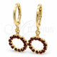 Oro Laminado Huggie Hoop, Gold Filled Style with Garnet Cubic Zirconia, Polished, Golden Finish, 02.02.0495.3.15