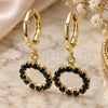 Oro Laminado Huggie Hoop, Gold Filled Style with Black Cubic Zirconia, Polished, Golden Finish, 02.02.0495.4.15
