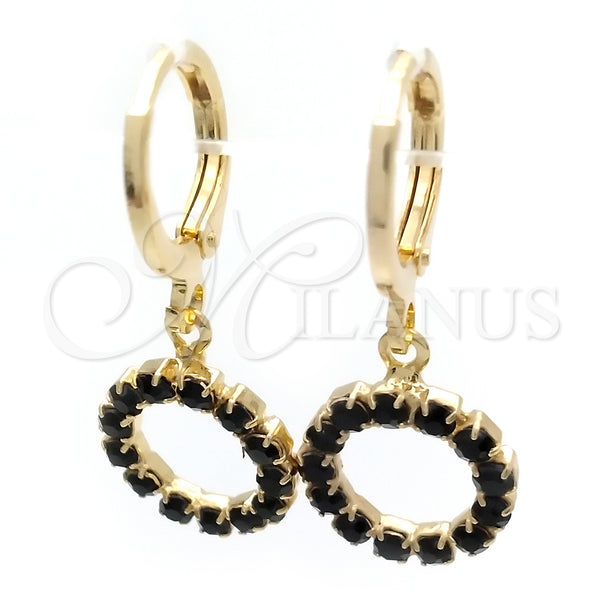 Gold Filled Hoop Earrings — Huggie Hoop with Black Cubic Zirconia Polished 02.02. — main product view — SKU 148879 | Oro Laminado aretes de aro — Huggie Hoop with negro Cubic Zirconia pulido 02.02. — SKU 148879