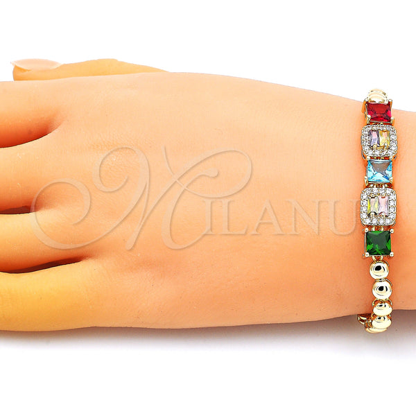 Gold Filled Bracelet — Fancy Bracelet Baguette Design with Multicolor Cubic Zirconia — alternate product view — SKU 148886 | Oro Laminado brazalete — elegante Bracelet Baguette diseño with Multicolor Cubic Zirconia — SKU 148886