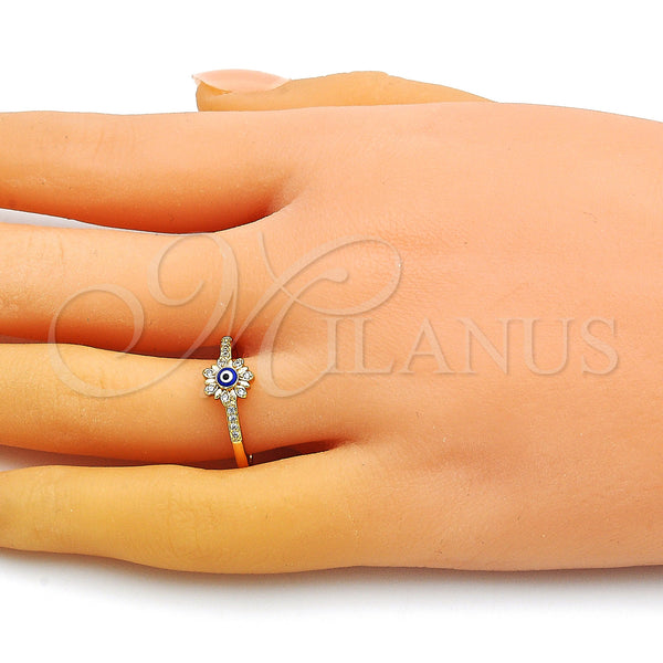 Gold Filled Ring — Multi Stone Ring Evil Eye and Flower Design — alternate product view — SKU 148889 | Oro Laminado anillo — Multi Stone Ring Evil Eye and flor diseño — SKU 148889