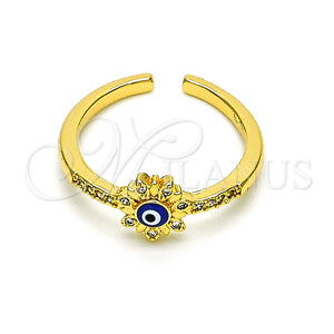 Gold Filled Ring — Multi Stone Ring Evil Eye and Flower Design — main product view — SKU 148889 | Oro Laminado anillo — Multi Stone Ring Evil Eye and flor diseño — SKU 148889