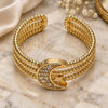 Oro Laminado Multi Stone Ring, Gold Filled Style Moon and Star Design, with White Micro Pave, Polished, Golden Finish, 01.310.0018 (One size fits all)