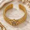 Oro Laminado Multi Stone Ring, Gold Filled Style Star Design, with White Micro Pave, Polished, Golden Finish, 01.310.0019 (One size fits all)