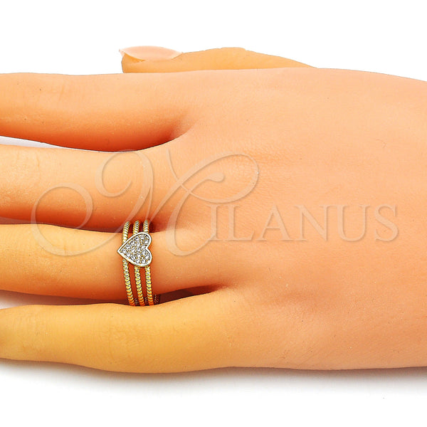 Gold Filled Ring — Multi Stone Ring Heart Design with White Micro — alternate product view — SKU 148893 | Oro Laminado anillo — Multi Stone Ring corazón diseño with blanco Micro — SKU 148893