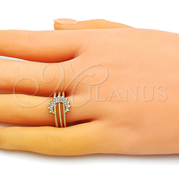 Gold Filled Ring — Multi Stone Ring Moon Design with White Micro — alternate product view — SKU 148896 | Oro Laminado anillo — Multi Stone Ring Moon diseño with blanco Micro — SKU 148896