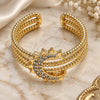 Oro Laminado Multi Stone Ring, Gold Filled Style Moon Design, with White Micro Pave, Polished, Golden Finish, 01.310.0023 (One size fits all)