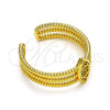 Oro Laminado Multi Stone Ring, Gold Filled Style Evil Eye Design, with White Micro Pave, Polished, Golden Finish, 01.310.0024 (One size fits all)