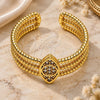 Oro Laminado Multi Stone Ring, Gold Filled Style Evil Eye Design, with White Micro Pave, Polished, Golden Finish, 01.310.0024 (One size fits all)