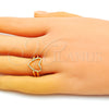 Oro Laminado Elegant Ring, Gold Filled Style Heart Design, Polished, Golden Finish, 01.310.0026 (One size fits all)