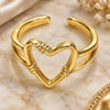 Oro Laminado Elegant Ring, Gold Filled Style Heart Design, Polished, Golden Finish, 01.310.0026 (One size fits all)