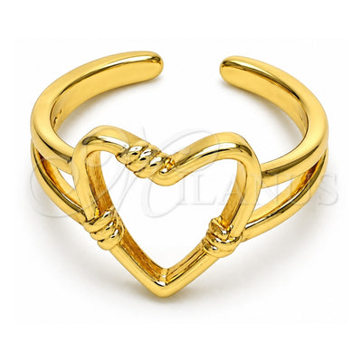 Oro Laminado Elegant Ring, Gold Filled Style Heart Design, Polished, Golden Finish, 01.310.0026 (One size fits all)