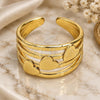 Oro Laminado Elegant Ring, Gold Filled Style Heart Design, Polished, Golden Finish, 01.310.0027 (One size fits all)